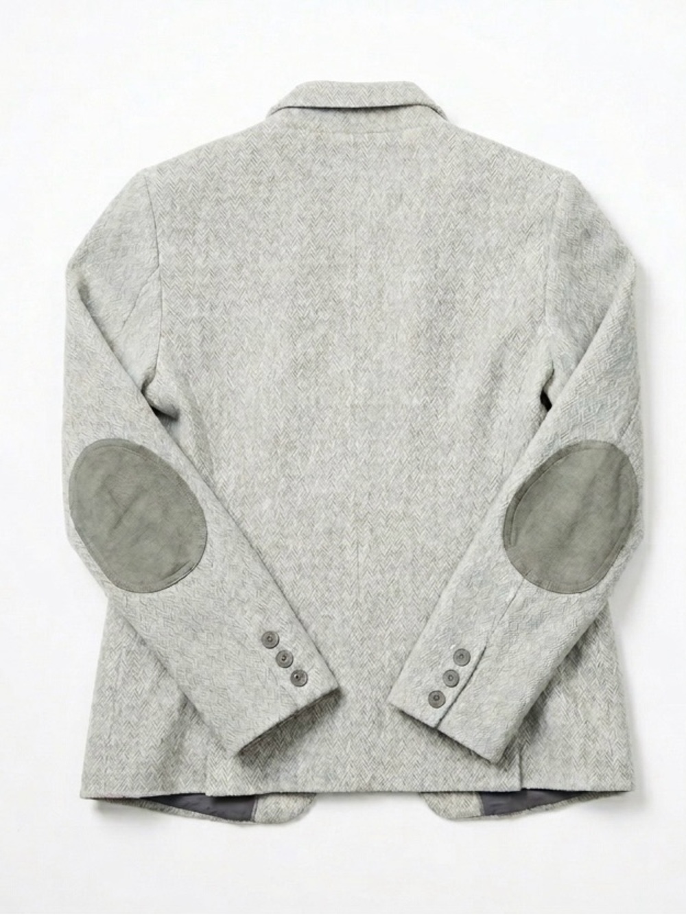 LOFT Light Gray Herringbone Wool-Blend Blazer w/ patches- Interview Blazer